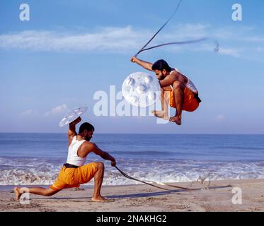 Kalaripayattu Ancient Martial Art de Kerala, Inde Banque D'Images