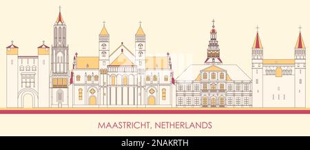 Caricature Panorama Skyline de la ville de Maastricht, pays-Bas - illustration vectorielle Illustration de Vecteur