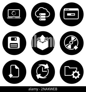 Ensemble d'icônes simples sur un thème logiciel, vecteur, conception, collection, plat, signe, symbole, élément, objet, illustration, isolé. Arrière-plan blanc Illustration de Vecteur