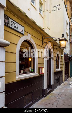 Restaurant George and Vulture London - le restaurant George and Vulture Chop House dans un bâtiment historique classé Grade II à Castle court, Londres. Banque D'Images