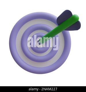 Flèche sur une cible, icône de dessin animé minimal. Cible isolée sur fond blanc, rendu 3D Banque D'Images