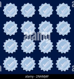 Ensemble d'icônes de médaille à carreaux argentés. Icônes de vérification de profil Illustration de Vecteur