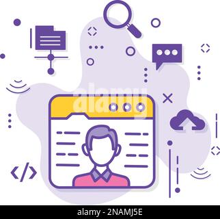 Affiche Work from Home, concept de webinaire, illustration de stock d'avatar Expert On Demand, conception d'icônes de couleur Vector pour conférence en ligne, Cloud computing et nous Illustration de Vecteur