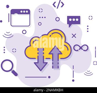 Cloud Data Sync Sign Storage Transfer Service Vector Icon Design, Burst computing et Web services Symbol, Data Dashlet stock Illustration données à distance Illustration de Vecteur