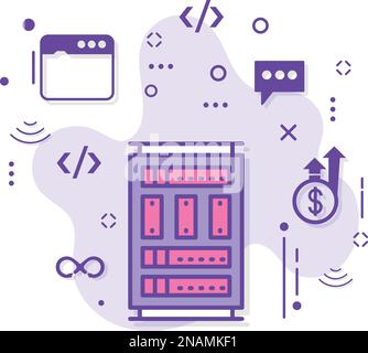 Affiche supercalculateurs, illustration du châssis principal du PC ou du châssis de jeu, concept de super ordinateur, conception d'icônes vectorielles d'armoire de serveur, Cloud computing Illustration de Vecteur