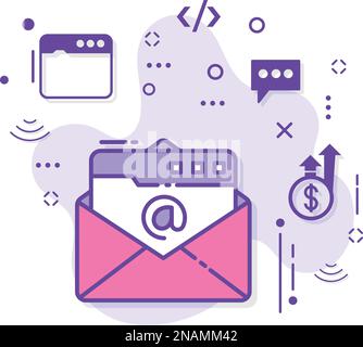 Concept de messagerie Web, interface utilisation du navigateur pour vérifier la conception d'icône vectorielle de la boîte aux lettres, Cloud computing et services d'hébergement Web symbole, icône du panneau de configuration Illustration de Vecteur