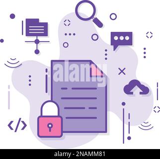 Illustration de stock d'accord de niveau de service, Secure document Storage Vector Icon Design, Cloud computing et services d'hébergement Web Symbol, File Folder Illustration de Vecteur