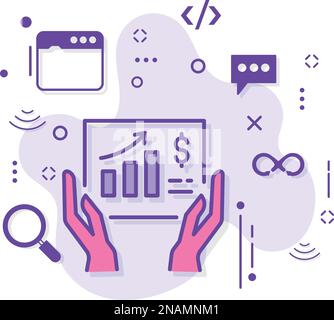 Statistiques de trafic de site Web vecteur de conception d'icône, Cloud computing et services d'hébergement Internet Symbol, Human Hand Holding Analytical Report concept, Control Illustration de Vecteur