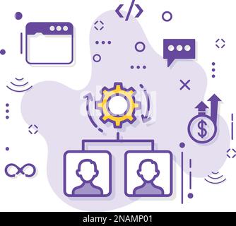 Illustration du stock du moteur de gestion, concept de partage des mêmes paramètres, autorisation du serveur de dossiers de fichiers conception d'icônes vectorielles Cloud computing et hébergement Internet Illustration de Vecteur