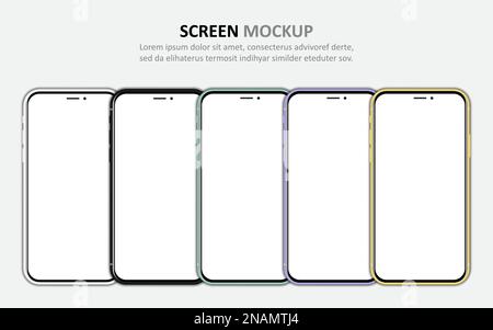 Grand ensemble de différents smartphones avec écran vide. Illustration vectorielle Illustration de Vecteur