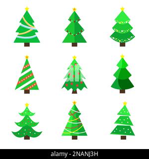 Ensemble de sapin de Noël à motif plat. Illustration vectorielle Illustration de Vecteur