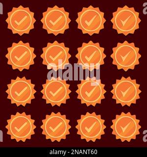 Ensemble d'icônes de médaille en bronze avec coche. Icônes de vérification de profil Illustration de Vecteur