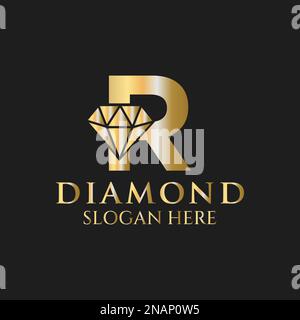 Logo lettre R Diamond. Logo bijoux avec modèle vectoriel d'icône en losange Illustration de Vecteur