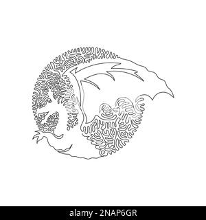 Courbe continue dessin d'une ligne d'un dragon redoutable. Illustration d'un vecteur de trait modifiable d'une seule ligne représentant un énorme dragon de griffe Illustration de Vecteur