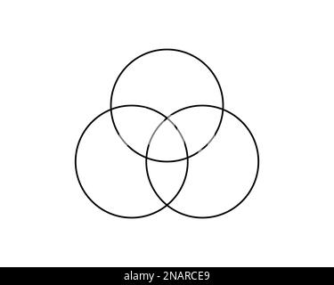 Icône de diagramme Venn avec 3 cercles superposés. Modèle d'organigramme, présentation marketing, schéma analytique, présentation infographique. Définir la théorie Illustration de Vecteur