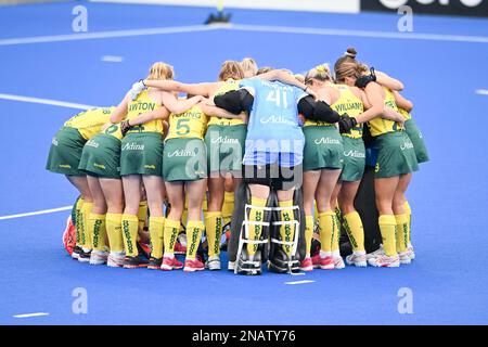 Sydney, Australie. 13th févr. 2023. L'équipe nationale de hockey féminin d'Australie a été vue lors du match de la Ligue Pro Australie contre Chine de la Fédération internationale de hockey qui s'est tenu au Sydney Olympic Park Hockey Centre. Crédit : SOPA Images Limited/Alamy Live News Banque D'Images