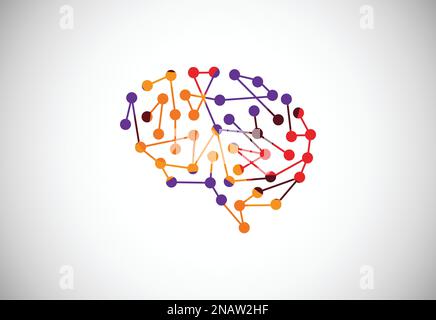 Design moderne bas de style poly logo cerveau, géométrique et triangle logo cerveau symbole signe. Illustration de Vecteur