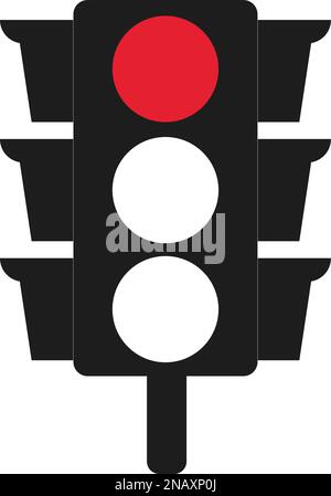 Icône de vecteur de feu de circulation rouge. Panneau de signalisation routière. Feu de stop. Elément de conception de l'instruction routière, du symbole de régulation, des règles de circulation Illustration de Vecteur