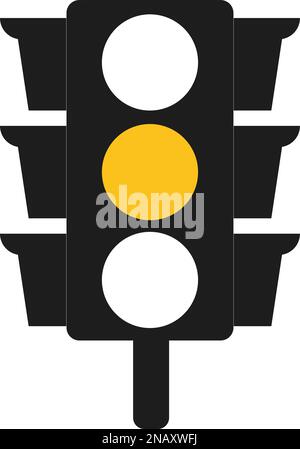 Icône de vecteur de feu de circulation jaune. Panneau de signalisation routière. Signal d'attente instructions routières, symbole de régulation, élément de conception de règles de circulation Illustration de Vecteur