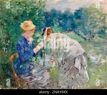Dans le Bois de Boulogne par Berthe Morisot (1841-1895), huile sur toile, 1870s Banque D'Images