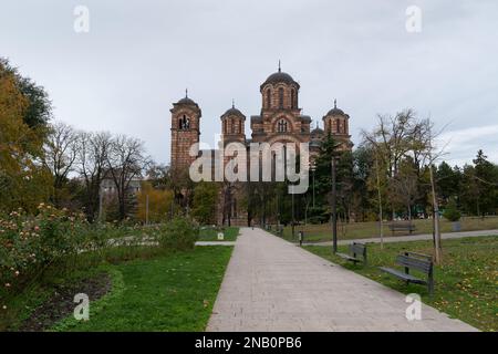 Église orthodoxe Saint-Marc dans le parc de Tasmajdan à Belgrade, Serbie Banque D'Images