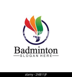 Modèle de conception d'illustration d'icône de vecteur de logo de badminton.logo d'icône d'obturateur de badminton.modèle de logo de sport de badminton vectoriel. Concept du logo du club de sport Illustration de Vecteur