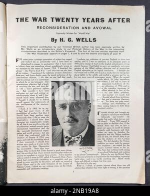 « La guerre vingt ans après » article de HG Wells Inside the World War 1914-1918 A Pictured History (1934). Banque D'Images