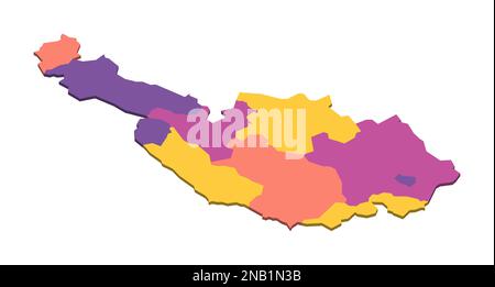 Autriche carte politique des divisions administratives - Etats fédéraux. Carte vectorielle vierge isométrique 3D en quatre couleurs. Illustration de Vecteur