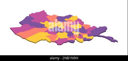 Afghanistan carte politique des divisions administratives - provinces. Carte vectorielle vierge isométrique 3D en quatre couleurs. Illustration de Vecteur