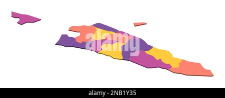 Timor oriental carte politique des divisions administratives - communes et région administrative spéciale Oecusse-Ambeno. Carte vectorielle vierge isométrique 3D en quatre couleurs. Illustration de Vecteur