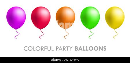 Jeu d'illustrations vectorielles ballons de fête colorés et réalistes Illustration de Vecteur