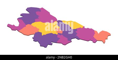 Slovénie carte politique des divisions administratives - régions statistiques. Carte vectorielle vierge isométrique 3D en quatre couleurs. Illustration de Vecteur