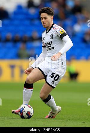 Hayden Hackney de Middlesbrough en action pendant le match du championnat Sky Bet au stade de Cardiff City, à Cardiff. Date de la photo: Samedi 11 février 2023. Banque D'Images