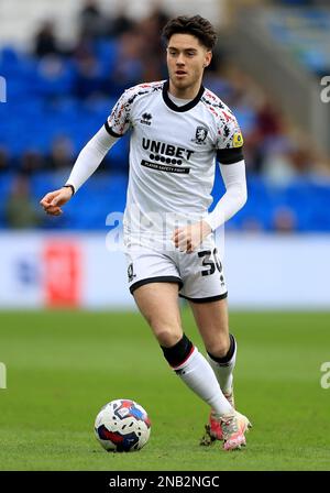 Hayden Hackney de Middlesbrough en action pendant le match du championnat Sky Bet au stade de Cardiff City, à Cardiff. Date de la photo: Samedi 11 février 2023. Banque D'Images