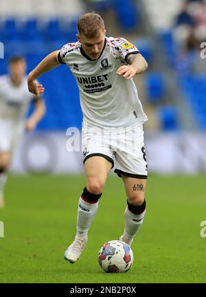 Riley McGree de Middlesbrough en action pendant le match du championnat Sky Bet au stade de Cardiff City, à Cardiff. Date de la photo: Samedi 11 février 2023. Banque D'Images