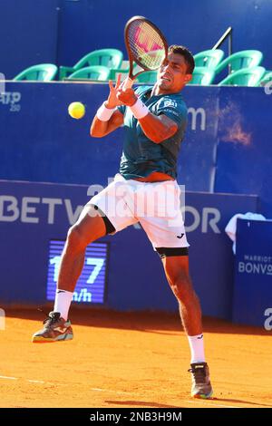 Buenos Aires, Argentine, 11th février 2023, Pedro Cachin pendant un match pour la première partie de l'Argentine Ouvrir ATP 250 au Central court of Buenos Aires Lawn tennis Club. Banque D'Images