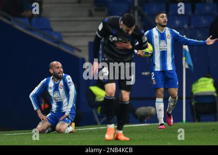 Barcelone, Espagne. 13th févr. 2023. Vidal (RCD Espanyol) et Oscar Gil (RCD Espanyol) pendant Espanyol vs Real Sociedad, football espagnol la Ligue match à Barcelone, Espagne, 13 février 2023 Credit: Independent photo Agency/Alay Live News Banque D'Images