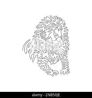 Un seul dessin d'une ligne d'un lion féroce assis art abstrait Ligne continue dessin graphique dessin vectoriel illustration du lion carnivore pour icône Illustration de Vecteur