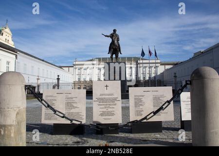 Statue équestre du Prince Józef Poniatowski, Palais présidentiel - Pałac Prezydencki - résidence officielle du chef d'Etat polonais, Varsovie Pologne Banque D'Images