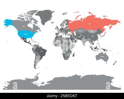 Les Etats-Unis et la Russie ont mis en évidence sur la carte politique du monde. Illustration vectorielle. Illustration de Vecteur