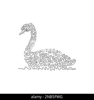 Illustration abstraite de dessin à une seule ligne Nage en cygne mignonne. Ligne continue dessin graphique dessin vectoriel illustration d'un adorable cygne pour icône, symbole Illustration de Vecteur