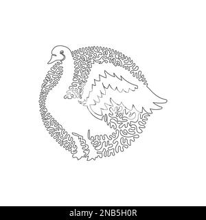 Simple pli une ligne dessin art abstrait Magnifique envergure de cygne. Ligne continue dessin graphique dessin illustration vectorielle de l'animal domestique mignon Illustration de Vecteur