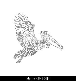 Un seul dessin d'une ligne de pelican volant mignon. Dessin de ligne continue dessin graphique illustration vectorielle d'un pélican est le plus grand des oiseaux vivants Illustration de Vecteur