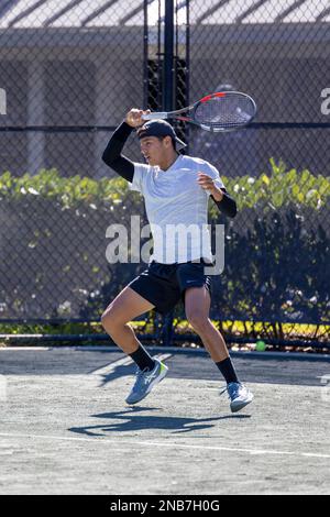 Le joueur colombien de tennis Juan David Velasquez joue au tournoi de tennis Midtown Weston future MT à Weston, FL, le 13th 2023 février Banque D'Images