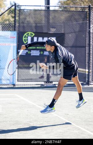 Le joueur colombien de tennis Juan David Velasquez joue au tournoi de tennis Midtown Weston future MT à Weston, FL, le 13th 2023 février Banque D'Images