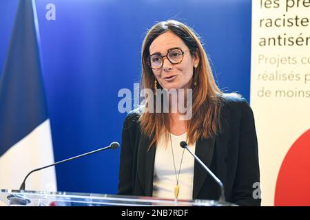 Emilie Freche, écrivain, lors de la cérémonie du Prix Ilan Halimi, qui récompense les jeunes de moins de 25 ans qui se sont engagés à lutter contre les préjugés racistes et antisémites, au Ministère de la Justice, à Paris, en France, sur 13 février 2023. Photo de Victor Joly/ABACAPRESS.COM Banque D'Images