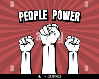 Illustration rétro trempée à la main, People Power - Protest Art Vector Illustration Illustration de Vecteur