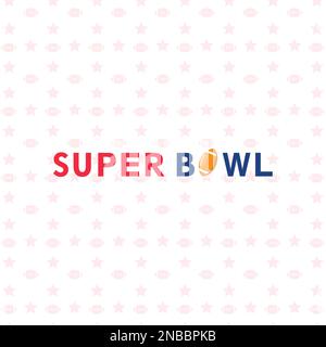 Texte du titre Super Bowl, couleur de police rouge et bleue, illustration moderne vectorielle plate Illustration de Vecteur