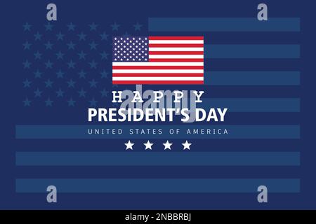 Happy President's Day sur fond bleu foncé avec le drapeau américain. illustration moderne à vecteur plat Illustration de Vecteur