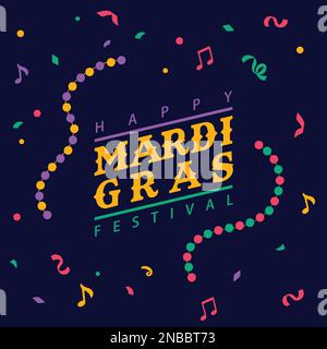 Bannière Mardi gras avec motif typographique. illustration vectorielle plate Illustration de Vecteur